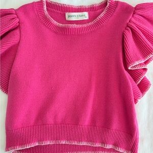 Pink Ruffle Sleeve Top - Pants Store